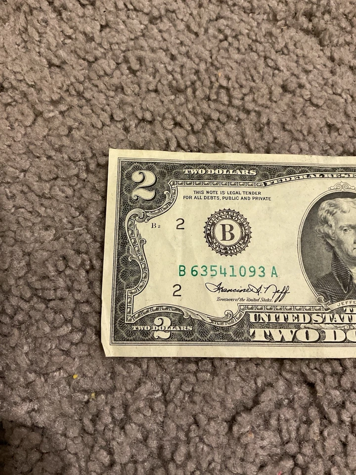 U.S $2 Two Dollar Bill 1976 B Series Low Serial Number Vintage Excellent! FREE - Image 4 of 4