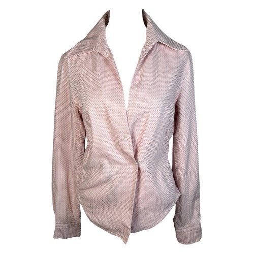 VTG Y2K Prada Sport Pink Dagger Collar Button Up Shirt Blouse Womens S