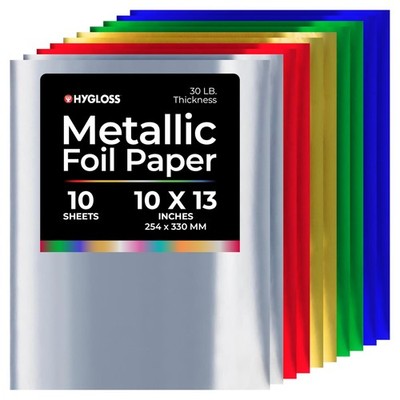 Hygloss Metallic Foil Paper - 10 Sheets 5 10 x 13 Inches, 5 Assorted Colors
