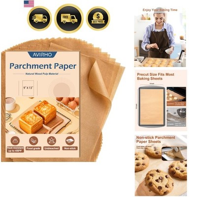 Unbleached Parchment Paper Baking Sheets, 9x13IN Precut Non-Stick Parchment P...
