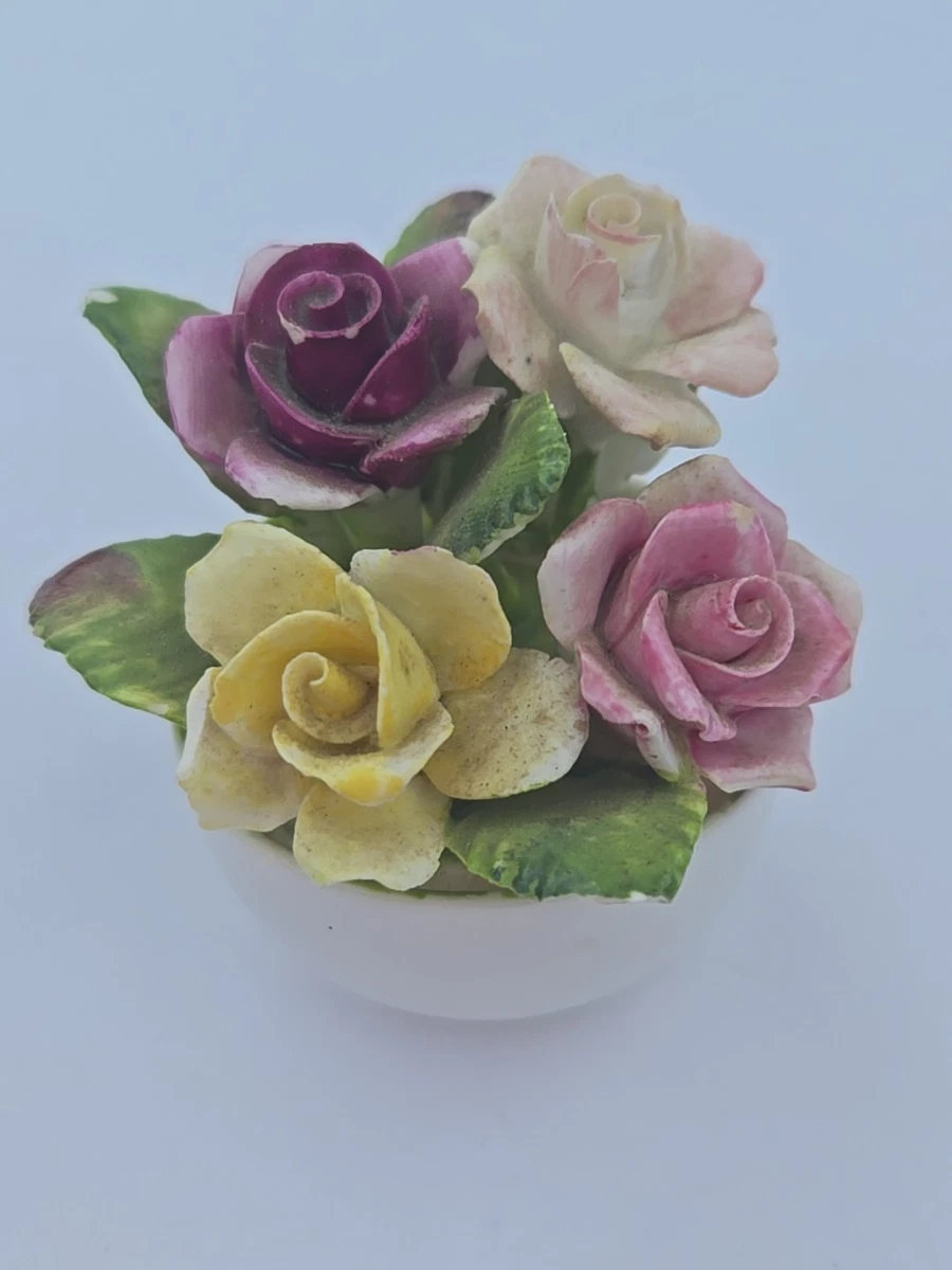 Mini Vintage Bone China Coalport Bouquet Flower Pot England Figure