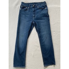 Calvin Klein Mens 30x30 Straight Leg Jeans Blue Stretch Denim Whiskers 40739KX
