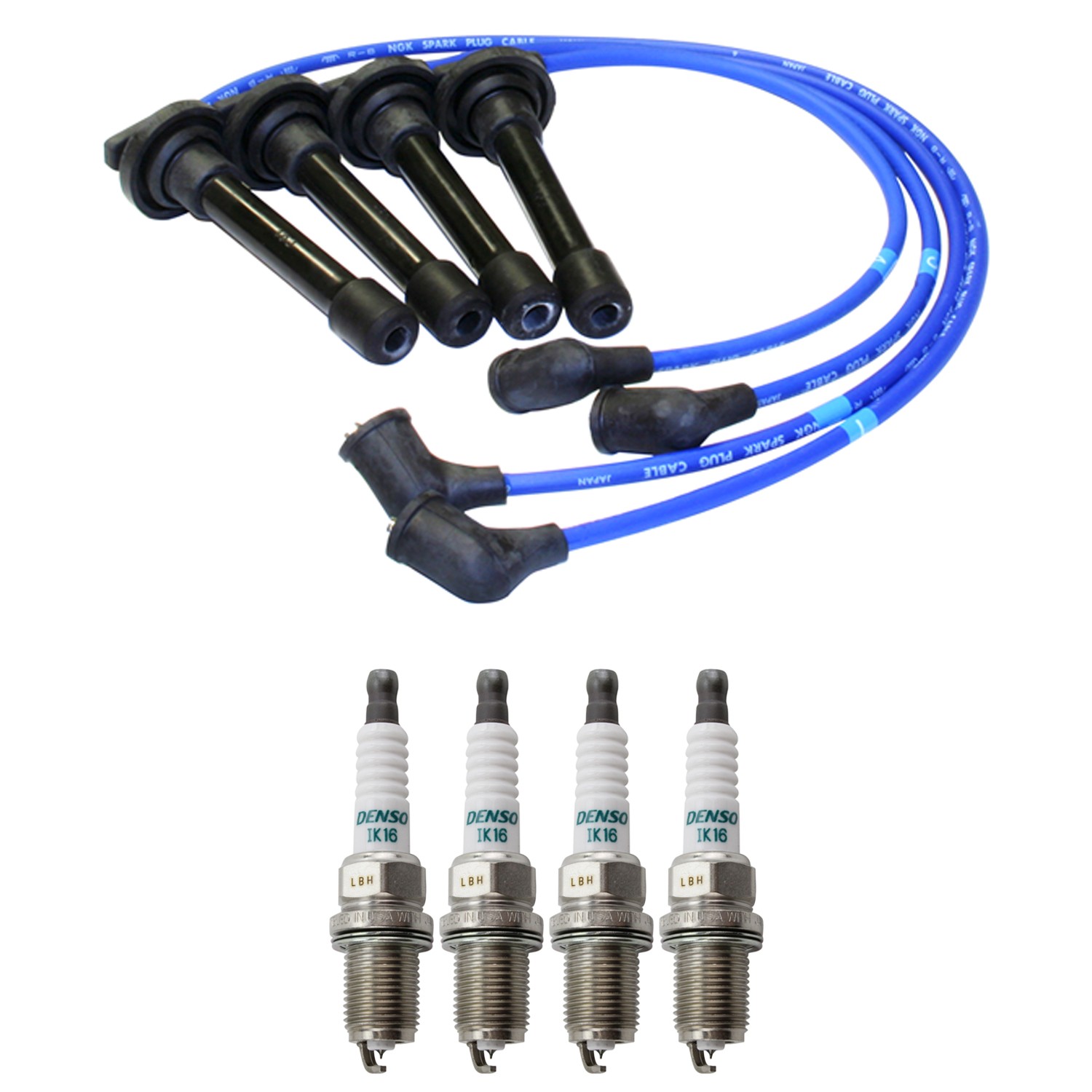 NGK Wire Set  Denso 4 Iridium Power Spark Plugs Kit for Civic CX DX LX 1.5L L4