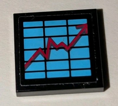 Lego Tile 2x2 Black Stock Exchange Chart Red Arrow Pattern Part Piece 3068pb1658