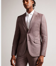TED BAKER Suit Jacket Blazer Mens TB 3 UK M Byronj Mid Pink Slim Fit Wool NEW