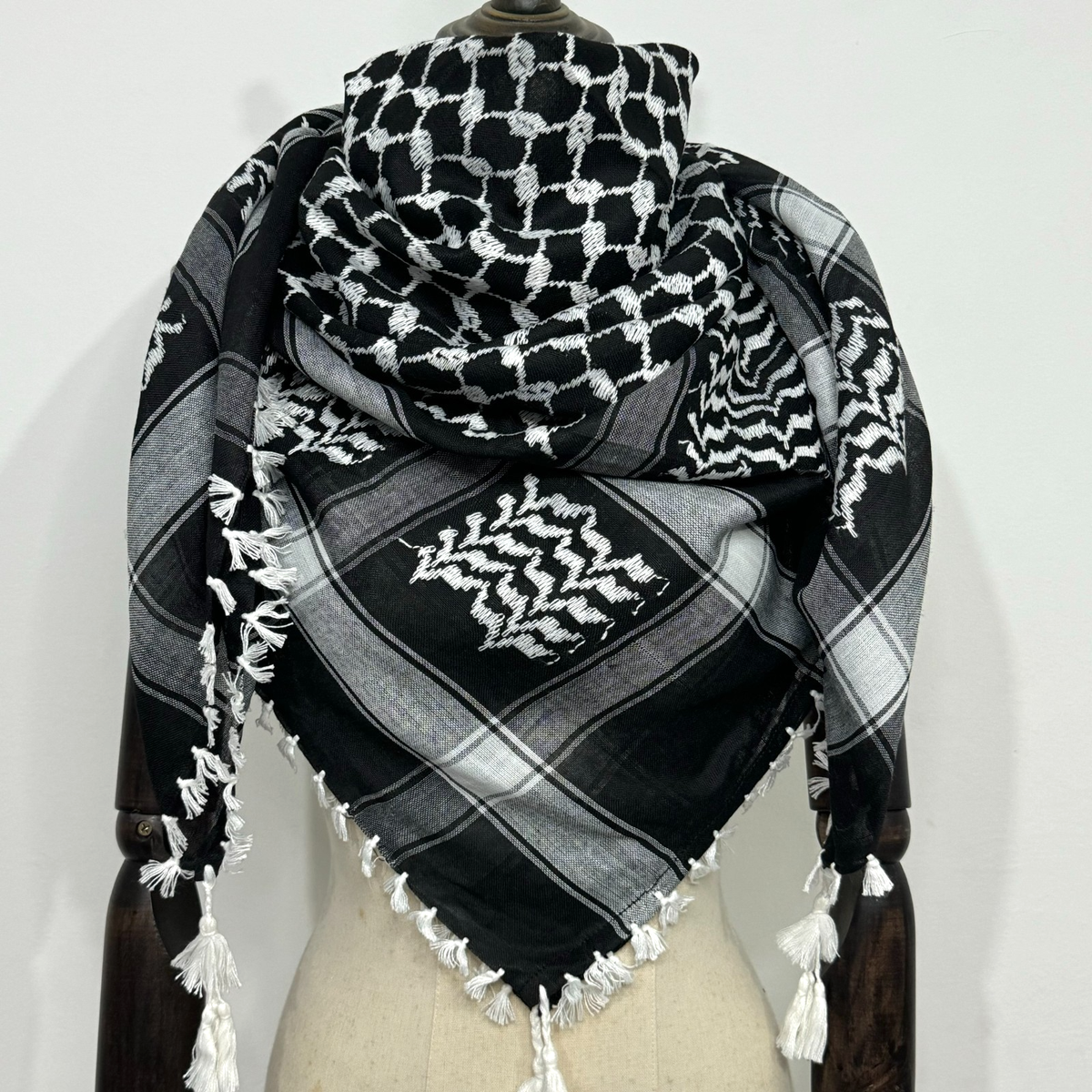 PLO FOULARD SCARF Palestinese Shemagh Oliva / Nera Scarf Skull Teschio - Foto 7