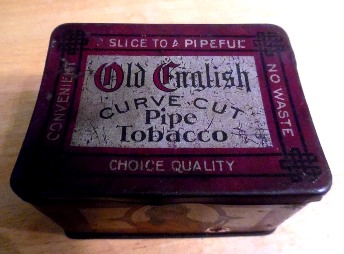 old english curve cut pipe tobacco tin Collectible VINTAGE OLD ENGLISH CURVE CUT