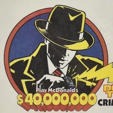 1990 McDonald's Restaurant Dick Tracy $40,000,000 Crimestopper Scratch Game
