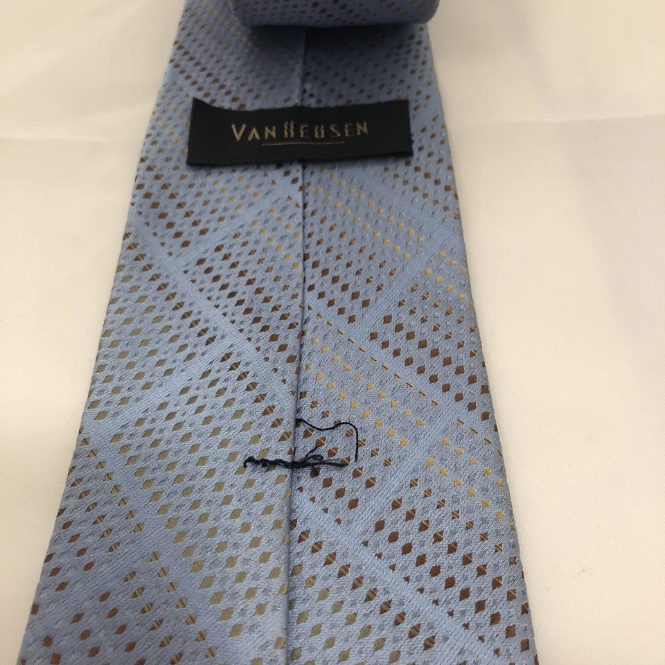 "Corbata Van Heusen azul y gris patrón diamante 59"" x 3,75""" Foto 4 de 4
