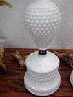 VTG Boudoir Hobnail White Milk Glass Lamp 12" 863