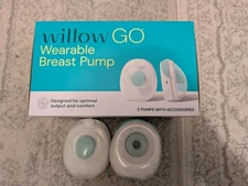 Willow Go Wearable Breast Pump Open Box And Flanges