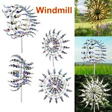 Sculptures Unique And Magical Powered Garden Metal Windmill Kinetic Spinner Wind
