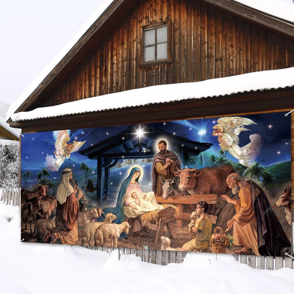 Christmas Nativity Garage Door Cover 7 x 16 FT Christmas Garage Door Banner Deco - Image 2 of 4
