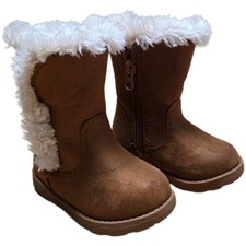Cat  Jack Katrina Fleece Fashion Boots Girl's Size 5 Brown White Faux Fur Suede