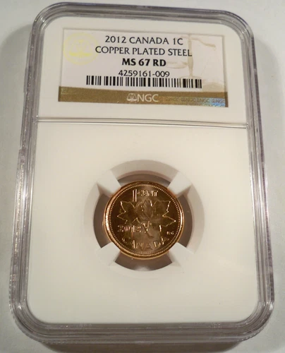 2012 1c CANADA NGC MS 67 RD CENT MAPLE LEAF LOGO COPPER PLATED STEEL MS 67 RED