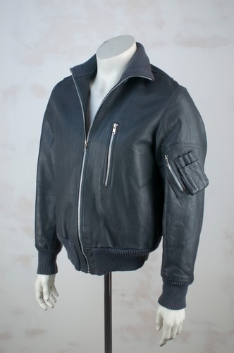 VTG German Bundeswehr Army Air Force Leather Flight Bomber Jacket Gray Size 48 M - 第 1/9 張圖片