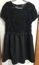 Juniors Forever 21+ 1x black knee length dress see through rosette Y2K grunge  