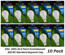 10 x 60W GLS Pearl Incandescent Light Globes Bulbs B22 BC Bayonet 240 V