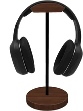 Headphone Holder Stand for Desk Wood and Metal Headset Hanger Mount Walnut