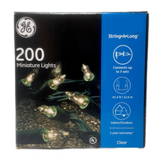 200 Count, GE Clear Mini String Lights, Green Wire - Indoor / Outdoor - Holiday