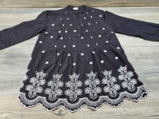 American Sweetheart Women's Long Sleeve Black White Floral Blouse