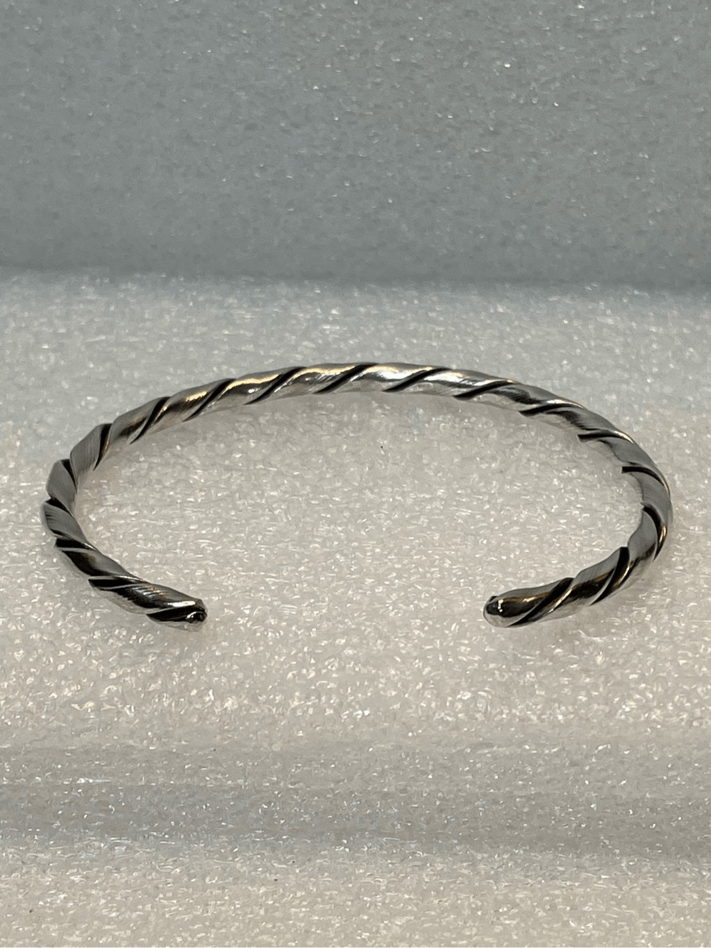 Solid Sterling Silver Lasso Twisted Cuff Bangle B… - image 5