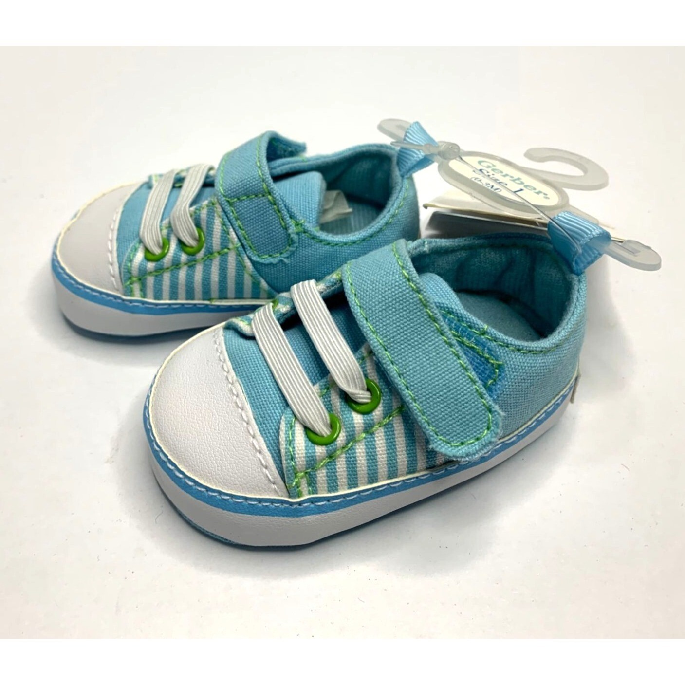 PONY Scarpe da ginnastica culla Gerber bambino bambino 1 blu chiaro slip on nuove