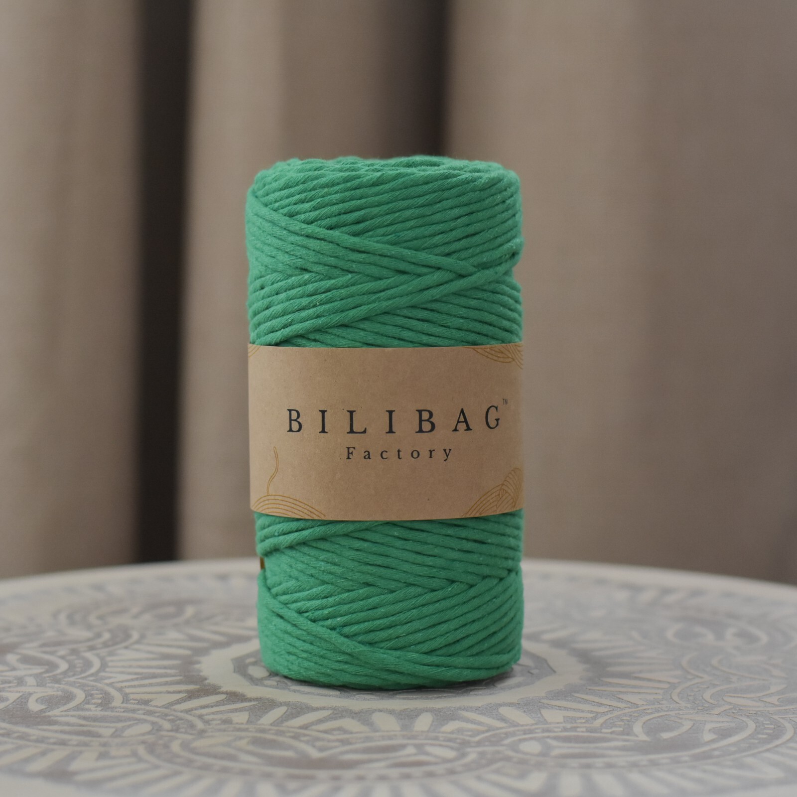 Bilibag Factory 3mm Twisted Macrame Cotton Cord - Green Grass - 100m