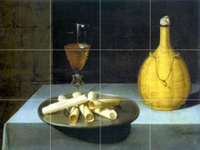 Art Lubin Baugin Dessert Glass Mural Tumbled Marble Backsplash Tile #842