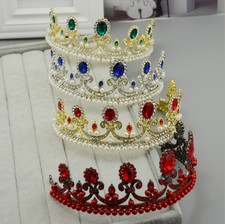 7.5cm Tall Adult Big Drip Crystal Leaf Tiara Crown Wedding Pageant Prom 4 Colour