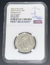 2020 GREAT BRITAIN 50P NGC MS65 DPL MEGALOSAURUS DINOSAUR FIRST RELEASES