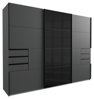 SchwebetüRenschrank Mit Spiegel 3 TüRen 6 Schubladen Graphit Matt 270 X 208 Cm