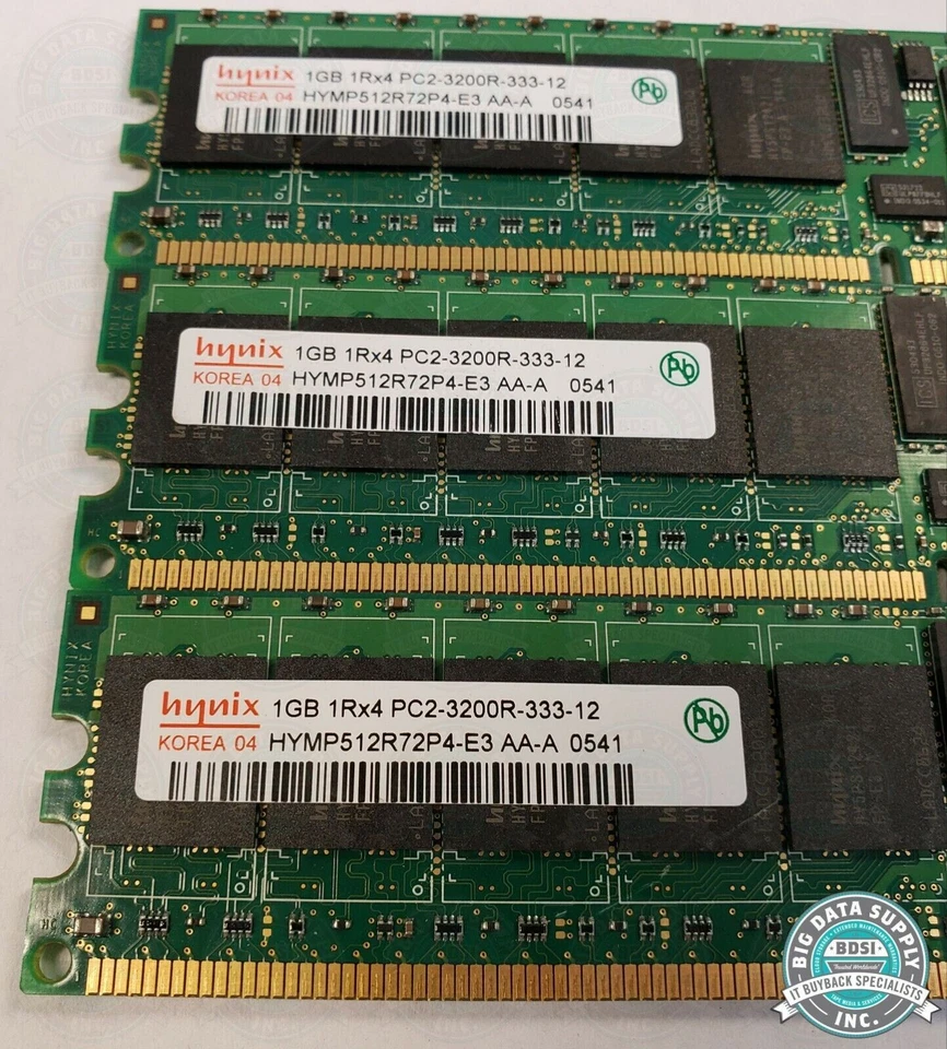 Hynix, 1GB PC2-3200R DDR2-400 RAM 240-PIN, P/N HYMP512R72P4-E3 (LOT OF 3) - Image 2 of 3