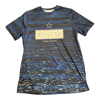 NFL Team Apparel Shirts Mens L Blue Short Sleeve Dallas Cowboys Combine Training