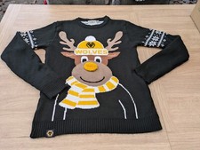 Wolverhampton Wanderers FC Christmas Football Jumper S Mens Black/Gold Wolves