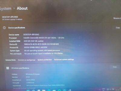HP Stream 11 ak0026na (64GB SSD, Intel Celeron N4120,  1,1GHz)