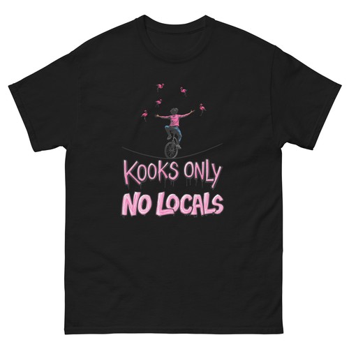 Kooks Only No Locals Tightrope Flamingo Funny T-Shirt - Imagen 1 de 13