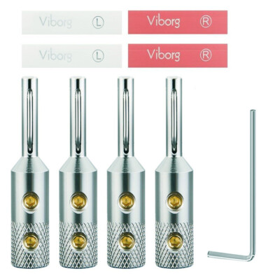 4pcs Viborg VB401S Pure Copper Silver Plated Plug Speaker Cable Banana Connector