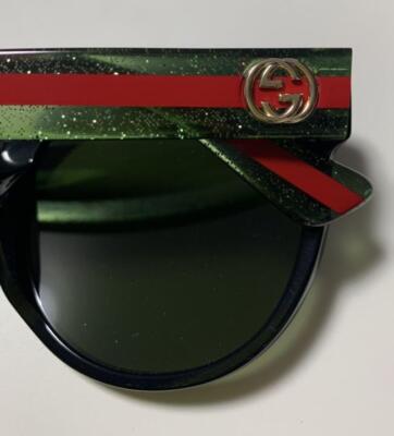 Gucci Sunglasses Interlocking GG Glitter Sherry Line Black With