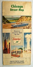 1966 VINTAGE SINCLAIR OIL CHICAGO STREET MAP