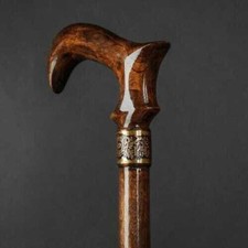 Luxury Derby Carved Handled Wooden Walking Stick Cane Handmade Designer Gift