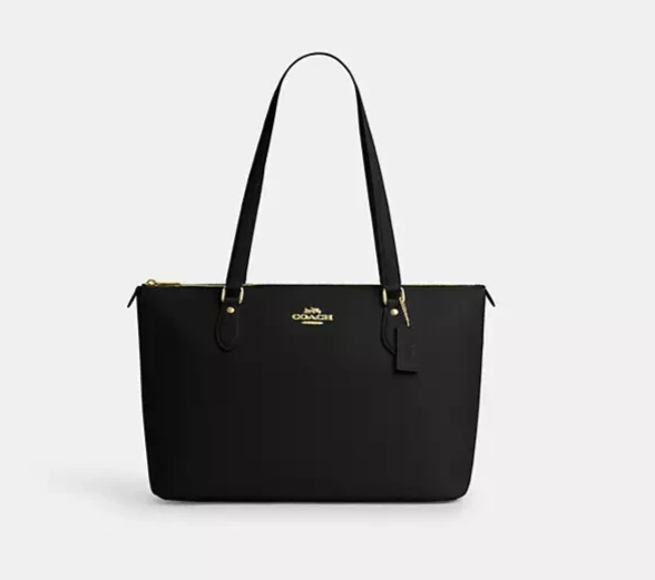 COACH チェック柄黒トートバッグ　2点セット NEW! COACH Crossgrain Leather Medium Zip Top Gallery
