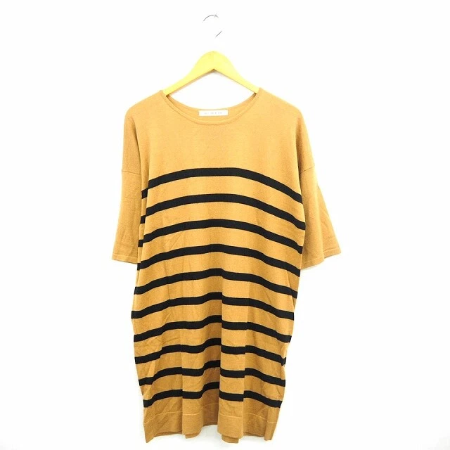Green Label Relaxing United Arrows One Piece Knit Sweater Border Round Neck Knee