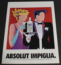 Anuncio impreso Absolut Impiglia 1994 Vodka Producto de Suecia Noche Dama Hombre Bebida