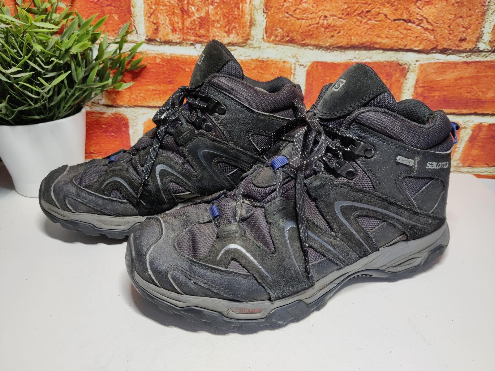 SCARPE DA TREKKING UOMO SALOMON GORE TEX UK 8 EU 42 NERE SCAMOSCIATE STRINGATE