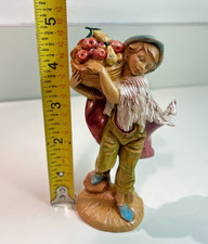 Fontanini Nativity Seth Village Boy Fruit Basket Figure 1987, Signed w/ Marker