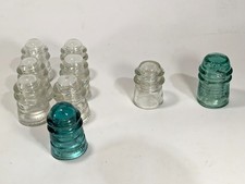 Lot of 9 Insulators - 7 Hemingray - 1 Whitall Tatum - Made in USA - 2-3/8in Dia