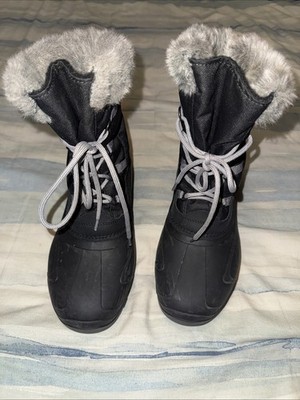 Spirale Snow Boots Women s Size 40, Us Size 9 Black Rubber Bottoms, Fuzzy Inside