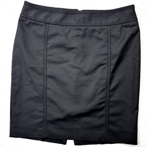 White House Black Market Black Pencil Skirt Size 4 Cotton Blend Panel Seam 18.5"