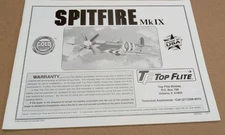 Top Flite Spitfire MkIX 60 Scale Build Instruction Manual SPF6P03 Hobbico New